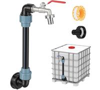 AOOWU IBC Tank Gooseneck, 3/4'' Rain Barrel Outlet Tap, S60x6 Tap Stopcock | 1000 Litre Tank Fitting, Coarse Thread 3/4 Inch Connection, IBC Tank Accessories for Rainwater Tank, Water Barrel (Extended)