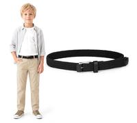 AOOWU Kids Elastic Belt, Adjustable Stretch Braided Belt for Boys and Girls | Age 3-10 Children's No Hole Braided Stretch Vintage Belt with Square Buckle for School Uniform, Jeans, Pants, Trousers, Dress