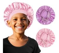 AOOWU Kids Satin Bonnet, 2 Packs Children Silk Sleep Cap, Soft Satin Sleep Caps with Adjustable Elasticated Soft Band, Night Sleep Bonnet, Baby Bonnet for Curly Hair for Child Toddler Baby