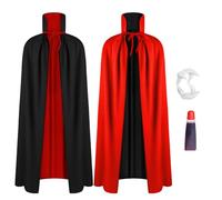 AOOWU Kids Vampire Cloak Set, Reversible Black and Red Cape with Collar Kids Vampire Cloak Halloween Accessories Unisex Vampire Cape Witch Cloak Set for World Book Day Christmas Carnival Cosplay(C)