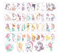AOOWU Mermaid & Magical Horse Temporary Tattoo, 40 Sheets Waterproof Tattoo