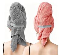 AOOWU Microfibre Hair Towel Wrap, 2 Pack Super Absorbent Hair Turbans, Rapid Drying Microfiber Hair Towel, Salon Dry Hair Hat for Women Curly Long Wet Plopping Hair, Large Anti-Frizz, 100CM x 61CM