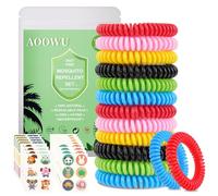 AOOWU Mosquito Repellent Bracelet 12 Pack, Mosquito Repellent Patches 72 Patch, All-Natural Deet-Free, Stretchy Waterproof Anti-Mosquito Wristbands, Insect Repellent Bracelet for Adults & Kids