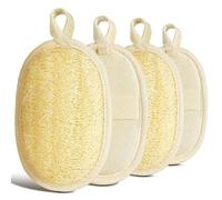 AOOWU Natural Loofah Sponge Exfoliating Body Scrubber, 4 Pack Bath and Body Scrub Buffer, Made with Eco-Friendly and Biodegradable Shower Luffa Sponge, Loofah for Women and Men, Deep Cleansing