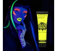 AOOWU Neon Face & Body Paint Tubes 25ml | UV Glow in The Dark | Fluorescent Yellow | Non Toxic Easy to Remove Face Paint for Halloween, Cosplay, Festivals | Kids & Adults
