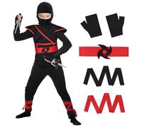 AOOWU Ninja Costume Children, Ninja Cosplay Set with Gloves, Boys Girls Warrior Suit, Carnival Costume Children, Halloween Fancy Dress for Party Cosplay (XL)