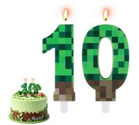 AOOWU Numbers Birthday Candles, Video Game Green Number 10 Candle for Cake
