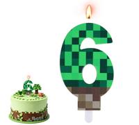 AOOWU Numbers Birthday Candles, Video Game Green Number 6 Candle for Cake