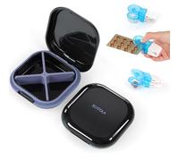 AOOWU Pill Box Organiser, 4 Compartments Small Pill Box, Portable Travel Pill Case, Medicine Storage Box, Mini Pill Container for Handbag, Compact Medicine Organiser for Vitamins, Dietary Supplements