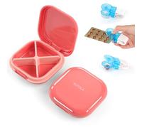 AOOWU Pill Box Organiser, 4 Compartments Small Pill Box, Portable Travel Pill Case, Medicine Storage Box, Mini Pill Container for Handbag, Compact Medicine Organiser for Vitamins, Dietary Supplements
