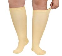 AOOWU Plus Size Compression Socks for Men and Women, 1 Pair Wide Calf Graduated Compression Stockings, Extra Large Knee High Stockings for Support Travel Running Pregnancy Edema Nurses, 20-30 mmHg