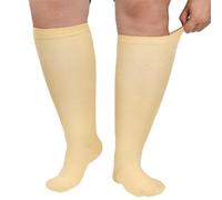 AOOWU Plus Size Compression Socks for Men and Women, 1 Pair Wide Calf Graduated Compression Stockings, Extra Large Knee High Stockings for Support Travel Running Pregnancy Edema Nurses, 20-30 mmHg
