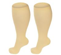 AOOWU Plus Size Compression Socks for Men and Women, 1 Pair Wide Calf Graduated Compression Stockings, Extra Large Knee High Stockings for Support Travel Running Pregnancy Edema Nurses, 20-30 mmHg