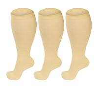 AOOWU Plus Size Compression Socks for Men and Women, 3 Pair Wide Calf Graduated Compression Stockings, Extra Large Knee High Stockings for Support Travel Running Pregnancy Edema Nurses, 20-30 mmHg