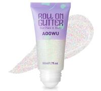 AOOWU Roll-on Body Glitter Gel,50ml Holographic Mermaid Sequins Small Glitter Face Body Gel,Sparkling Festival Party Lotion Glitter for Face Body Eye Hair Nail DIY Art,Vegan,Cruelty-Free,White
