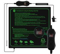 AOOWU Seedling Heat Mat with Thermostat Combo Kit, Heated Propagator, Durable Waterproof Seedling Heating Pad for Seed Starting, Hydroponic Plant, Mushroom, Reptile, 52 x 52cm