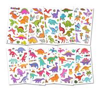 AOOWU Temporary Tattoo for Kids, 10 Sheets Shiny Dinosaur Temporary Tattoos Stickers, Waterproof Removable Fake Tattoo Stickers Set for Children Birthday Gift Party Bag Filler