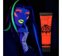 AOOWU Ultraviolet Glow Face Body Paint 25ml | Fluorescent Red | UV Blacklight Reactive | Long Lasting, No Flake Formula | For Halloween, Festivals, Parties | All Ages