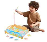 AOOWU Wooden Magnetic Fishing Game for Kids, Educational Toddler Activity Toy, Ocean Animal Games Magnets, Montessori Toy