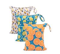 AOOZTO babygoal Wet Dry Bags for Baby Cloth Diapers, Washable Travel Bags, Beach, Pool, Gym Bag for Swimsuits & Wet Clothes with Two Zippered Pockets 3 Pack, 3LN22