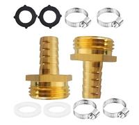 AOPANDA Garden Hose Adapter1/2" Barb x 3/4 Male GHT Thread Solid Brass Water Hose End Repair Connector, Includes Stainless Steel Clamps and gaskets.
