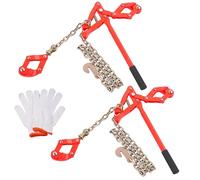 AOPEC Chain Fence Strainer Plain Barbed Woven Wire Stretcher Tool for Center & End Post Pull, Carbon Steel Fence Tensioner Repair Tool, 47.25" Chain Capacity 2200lbs Farm, Ranch (2 Pack, Red)