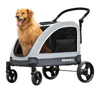 AOPEC Large Dog Stroller - Dual Entry Safety Folding Pet Stroller with Adjustable Handle, All-Terrain 4-Wheel, 160 lbs Weight Capacity for Travel & Outdoor Adventures - Gray