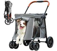 AOPEC Medium Dog Stroller, Dual Entry One-Touch Folding,Small and Medium Pet Stroller,360° Rotating Front Wheels,70 lbs Weight Capacity for Outdoor Travel and Elderly Dogs - Gray