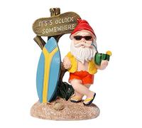 Aopek Garden Gnomes Outdoor Funny-It is 5 O'clock Somewhere Gnome Resin Garden Decor for Lawn, Patio, Yard - Indoor Dwarf Sculpture & Humor Gift
