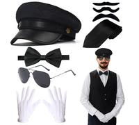 Aopier Victorian Detective Chauffeur Costume Kit, Sherlock Holmes Fancy Dress Accessories for Kids Adults 1920s Gangster Theme Party Halloween Cosplay Carnival Outfits (Style 1)