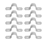 Aopin 12mm Rigid Pipe Strap Clamp 2 Holes Strap U Bracket Tube Strap Tension Clips 201 Stainless Steel, for Pipe Fixing, Silver, 10Pcs