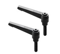 Aopin 2 Pcs of Black Alloy M8 x 40mm Adjustable Clamping Rod Handle, Threaded Button Ratchet External Thread Rotating Screw Handle, with Locking Bolt