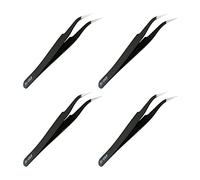 Aopin 4pcs ESD-15 Anti-Static Precision Tweezers, Anti-Static Multi-Function, Suitable for Electronic Repair, Laboratory Operation, Jewelry Making Process, Welding Package Plastic, Black,