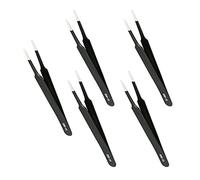 Aopin 5pcs ESD-13 in Bags Anti-Static Precision Tweezers, Anti-Static Multi-Function, Polished Edges Corners Suitable for Electronic Repair, Laboratory Operation, Jewelry Making Process, Black,