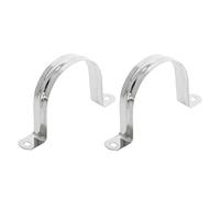 Aopin 60mm Rigid Pipe Strap Clamp 2 Holes Strap U Bracket Tube Strap Tension Clips 201 Stainless Steel, for Pipe Fixing, Silver, 2Pcs