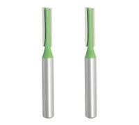 Aopin Router Bit 5mm Cutting Dia 6mm Shank Dia Double Flute Straight Bit Carbide for Woodworking Milling Cutter Tool, Green, Silver, 2Pcs
