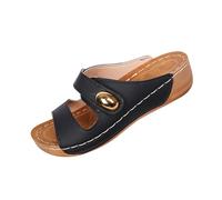 Aopir Ladies Wedge Heel Sliders 3D Flower Decor Open Toe Platform Sandals Hollow Out Breathable Slippers for Women Lightweight Summer Shoes for Party Beach