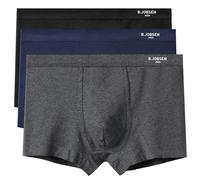 Aopir Men's Premium Soft Pure Cotton Boxer Briefs, Classic Elastic Waist Plain Underpants, Breathable Sweat Resistant Stretch Comfort Fit Boxer Shorts Multipack