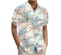 Aopir Men's Short Sleeve Hawaiian Shirt Casual Tropical Print Button Down Shirt for Beach Vacation and Summer Outings