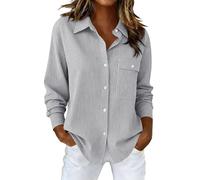 Aopir Polka Dot Blouses for Women UK Women’s Long Sleeve Vertical Striped Button Shirt, Lapel Collar Oversized Relaxed Fit, Single Chest Patch Pocket Casual Office Daily Wear Blouse