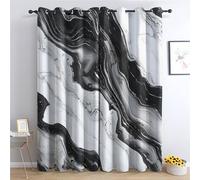 AopKrymth Black White Marble Blackout Curtains for Bedroom, Modern Texture Curtains for Living Room, Abstract Luxury Drapes Home Decor, Thermal Insulated Eyelet Window Curtain, 66 x 90 Inch 2 Panels