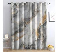 AopKrymth Gold Grey Marble Blackout Curtains for bedroom, Luxury Texture Curtains for Living Room, Modern Abstract Drapes Home Decor, Thermal Insulated Eyelet Window Curtain, 46 x 54 Inch 2 Panels