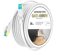 AOPOCKAN TECH Cat 7 Ethernet Cable 35 ft,15 ft 25 ft 50 ft 75 ft 100 ft 125 ft 150 ft High Speed Internet Network Flat Cable, Professional LAN Cable Shielded in Wall, Indoor&Outdoor