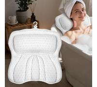 AOPOW Ergonomic Luxury Bath Pillow: Large Area 5D Air Mesh Comfortable Bathtub Pillow - 6 Non-Slip Suction Headrest Cushion with Head Neck Shoulder and Back Support Home Spa Hot Tub for Women Men Gift