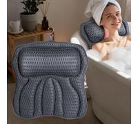 AOPOW Ergonomic Luxury Bath Pillow: Large Area 5D Air Mesh Comfortable Bathtub Pillow - 6 Non-Slip Suction Headrest Cushion with Head Neck Shoulder and Back Support Home Spa Hot Tub for Women Men Gift
