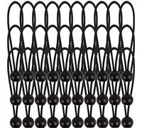 AOPRIE 30 Pack Bungee Balls 9Inches Black Ball Bungee Heavy Duty Heavyweight Tarp Bungee Cords, Weather Resistant Tie Down Strap 4mm Thickness - for Camping, Tents, Cargo, Holding Wire and Hoses