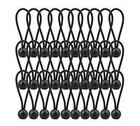 AOPRIE 30 Pack Bungee Balls, Black Ball Bungee Heavy Duty Heavyweight 4 inches Tarp Bungee Cords, Weather Resistant Tie Down Strap 4mm Thickness - for Camping, Tents, Cargo, Holding Wire and Hoses