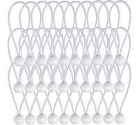 AOPRIE 30 Pack Bungee Balls, White Ball Bungee Heavy Duty Heavyweight 9inches Tarp Bungee Cords, Weather Resistant Tie Down Strap 4mm Thickness - for Camping, Tents, Cargo, Holding Wire and Hoses