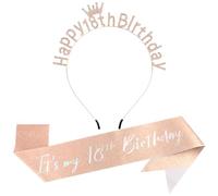 AOPRIE It's My 18th Birthday Sash for Women Tiara & Crowns Headbands for Girls Happy Birthday Party Accessories Favor Supllies Rose Gold Pink White, 2 Pack