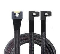 AoQhir Anti-Misplug PCIe Slimline SAS SFF-8654 8i to Dual SAS SFF-8087 Right-Angle Server Cable, 32AWG High-Speed Copper Wire Harness (1m/39.37in)